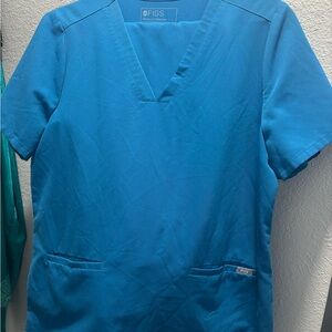 Figs Women's Vibrant Blue V-Neck Scrub Top
